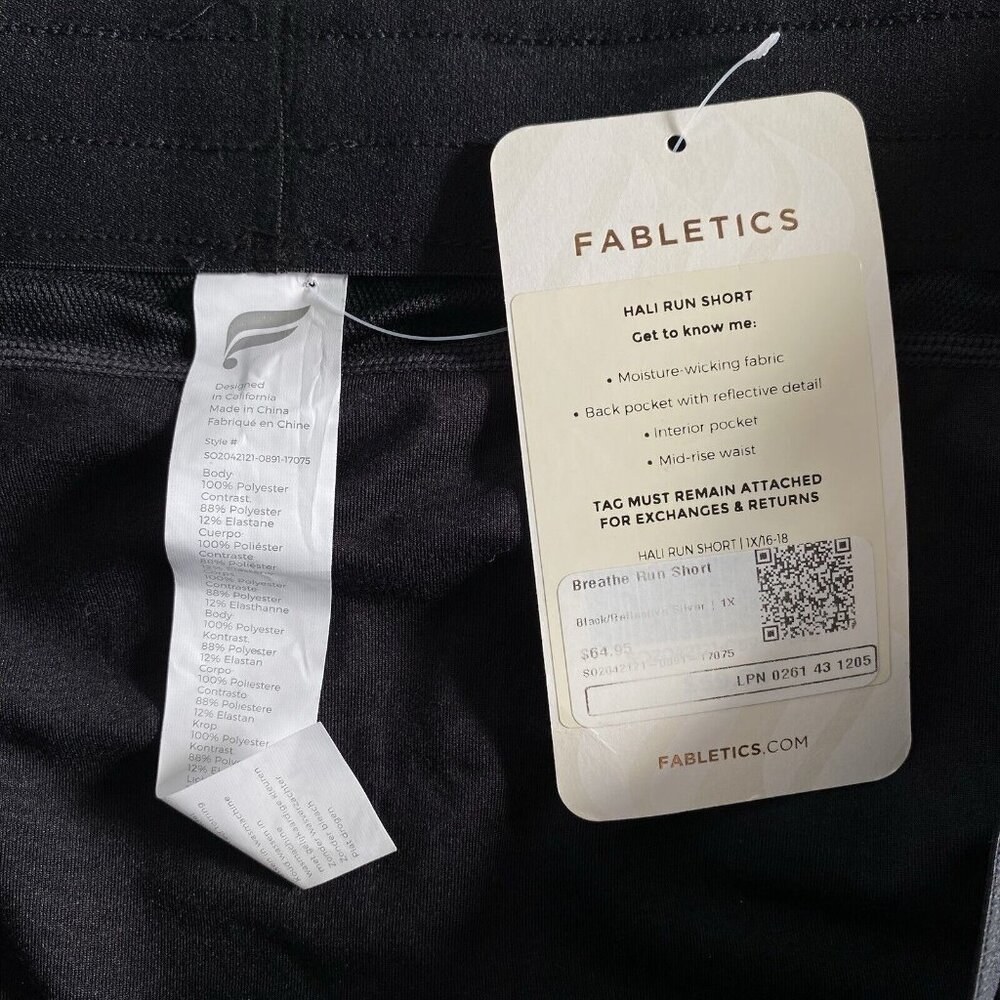 Fabletics Black Breathe Run Short (Plus Sz 1X) Hali Mid-Rise Active Brief Lined - Picture 5 of 8